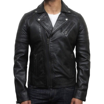 brandMe Mens Genuine Leather Pure Lambskin Biker Jacket MM334 