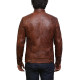 Men's Tan Lambskin Genuine Leather Biker Jacket