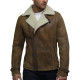  Men's Luxury Double Aviator Rust Brown Real Shearling Sheepskin Leather Flying Jacket Coat - Fay