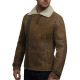  Men's Luxury Double Aviator Rust Brown Real Shearling Sheepskin Leather Flying Jacket Coat - Fay