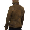  Men's Luxury Double Aviator Rust Brown Real Shearling Sheepskin Leather Flying Jacket Coat - Fay
