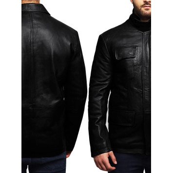  Men's Genuine Lambskin Leather Jacket Trench Safari Coat Washed