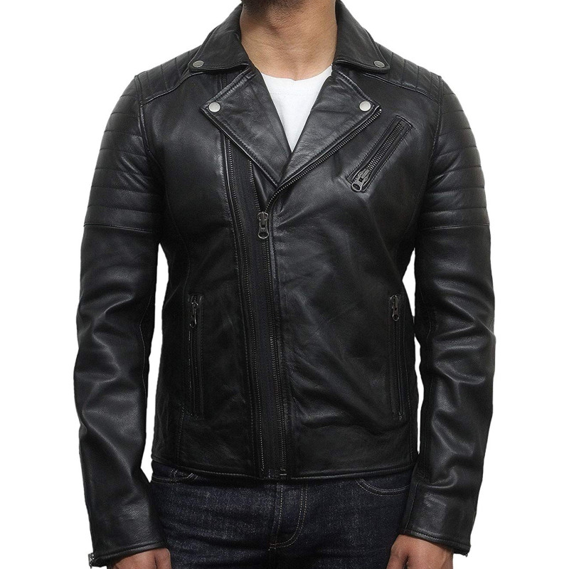 Mens Brown Biker Leather Jacket Stylish ziped Brando Look -Grady ...