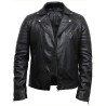 Mens Black Biker Leather Jacket Stylish ziped Brando Look -Grady
