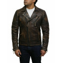 Mens Brown Biker Leather Jacket Stylish ziped Brando Look -Grady