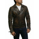 Mens Black Biker Leather Jacket Stylish ziped Brando Look -Grady