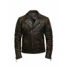 Mens Black Biker Leather Jacket Stylish ziped Brando Look -Grady