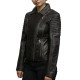 Womens Black Biker Leather Jacket - Carol 