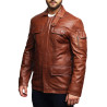 Men's Leather Jacket Real Lambskin Trench Safari Coat Washed Timber