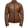 Men's Leather Jacket Tan Distressed Leather Biker Jacket