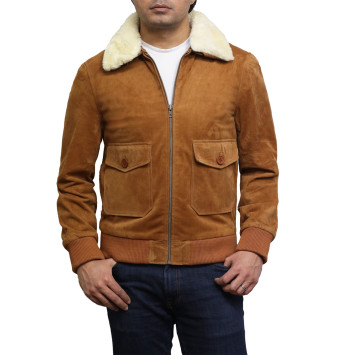 Leather Bomber Jacket Mens | Real Suede Goat Leather Jacket