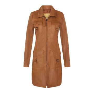 Leather Jacket Womens | Real Soft Nappa Leather Trench Coat 