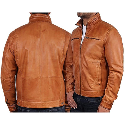 Men's Black Leather Jacket - Chicago