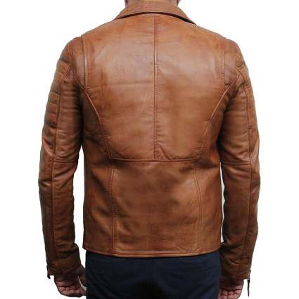 Mens Black Biker Leather Jacket Stylish ziped Look -Grady