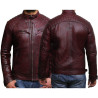 Mens Leather Biker Jacket Black -Cory