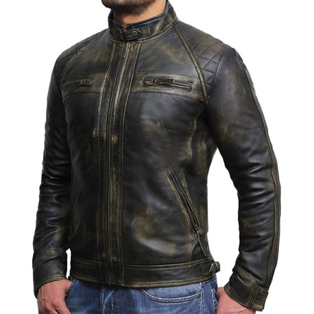 Leather Jacket Mens | Real Soft Nappa Lamb Leather Jacket For Men Distressed