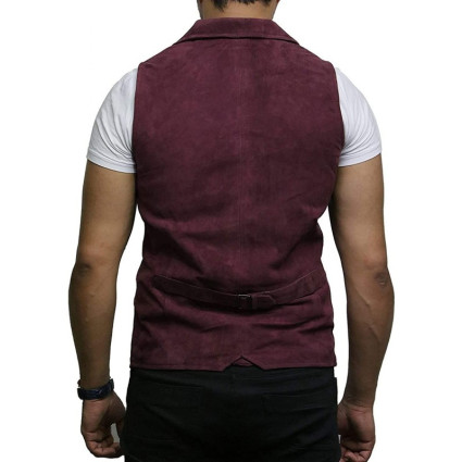 Mens Leather Waistcoat From Smooth Exclusive Goat Suede Classic Smart Black Leather Waistcoat
