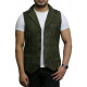 Mens Leather Waistcoat From Smooth Exclusive Goat Suede Classic Smart Black Leather Waistcoat