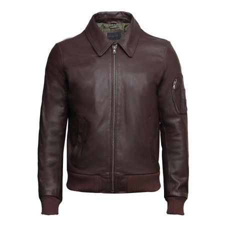 Brandslock Men's A2 Cowhide Analine Leather Bomber Flying Jacket
