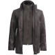 Mens Black Leather Biker Parka Jacket Coat Designer style-Finn
