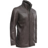 Mens Black Leather Biker Parka Jacket Coat Designer style-Finn