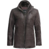 Mens Black Leather Biker Parka Jacket Coat Designer style-Finn