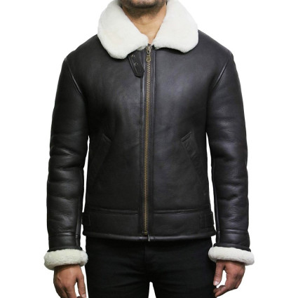 leather-bomber-sheepskin -shearling-jacket Mens-b3-aviator-flying