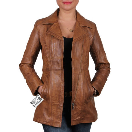 Leather Jacket Womens | Real Nappa Lamb Leather Long Jacket For Women