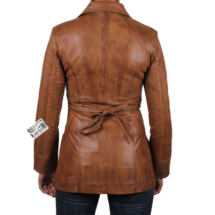 Ladies Black Leather Biker Jacket - Mellisa