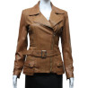 Ladies Women Stylish Olive Leather Biker Jacket-Kate