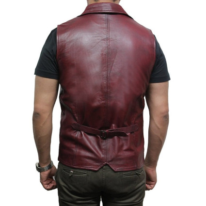 Men's Vintage Black Smart Leather Waistcoat Designer Fit-Ansel