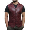 Men's Vintage Black Smart Leather Waistcoat Designer Fit-Ansel