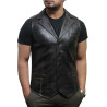 Men's Vintage Tan Smart Leather Waistcoat Designer Fit-Ansel
