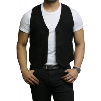 Mens Soft Real Goat Suede Leather Tan Smart Waistcoat Vest