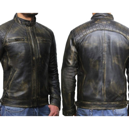 Leather Jacket Mens | Real Soft Nappa Lamb Leather Jacket For Men Distressed