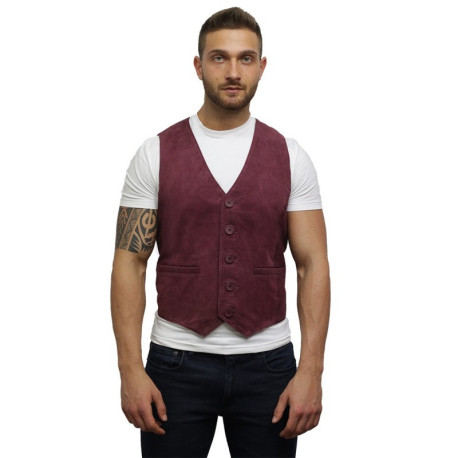 Mens Leather Waistcoat From Smooth Exclusive Goat Suede Classic Smart Leather 