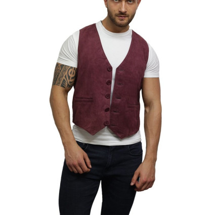 Mens Leather Waistcoat From Smooth Exclusive Goat Suede Classic Smart Leather 