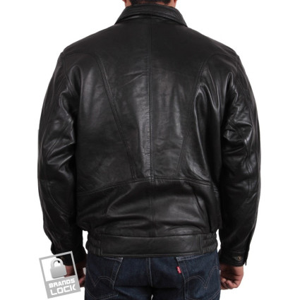 Men's Brown Leather Bomber Jacket - Marvel