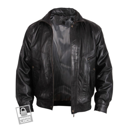 Men's Brown Leather Bomber Jacket - Marvel