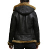 Leather Sheepskin Shearling Jacket Womens | B3 WW2 Aviator Flying Hooded Jacket