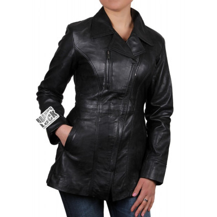 Ladies Tan Leather Biker Jacket - Mellisa