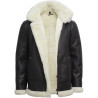 Men's Hooded Aviator Real Shearling Sheepskin Leather Bomber Flying Jacket