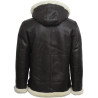 Men's Hooded Aviator Real Shearling Sheepskin Leather Bomber Flying Jacket