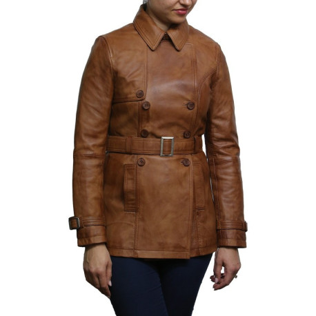 Women's Black Superior Leather Biker Jacket Coat Vintage Retro Design-Zoe