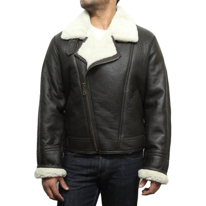 leather-bomber-sheepskin -shearling-jacket Mens-b3-aviator-flying