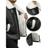 Men's Real Shearling Sheepskin Leather Flying Jacket Aviator Black BNWT