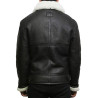Men's Real Shearling Sheepskin Leather Flying Jacket Aviator Black BNWT