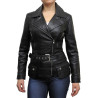 Ladies Women Stylish Olive Leather Biker Jacket-Kate