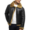 Men's Real Shearling Sheepskin Leather Flying Jacket Aviator BNWT