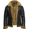 Men's Real Shearling Sheepskin Leather Flying Jacket Aviator BNWT